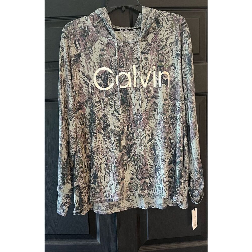 Calvin Klein Performance Womens Plus Print Fitness Hoodie